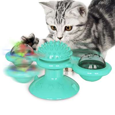 Wholesale Turntable Teasing Pet Toy Set Scratching Tickle Cats Newest Windmill Cat Interactive Laser Toys For Cat